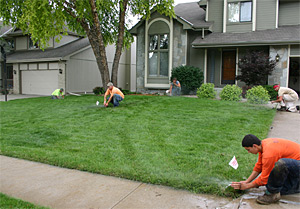 our Texas City irrigation repair pros are checking the sprinkler heads